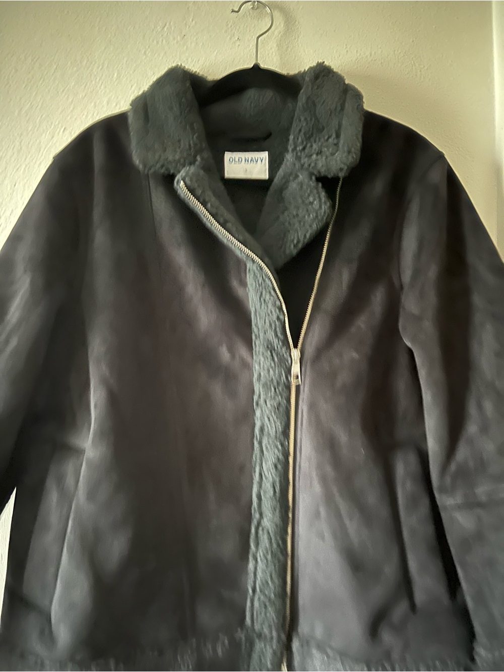 Old Navy Faux Suede Sherpa Lined Moto Jacket - Picture 7 of 7